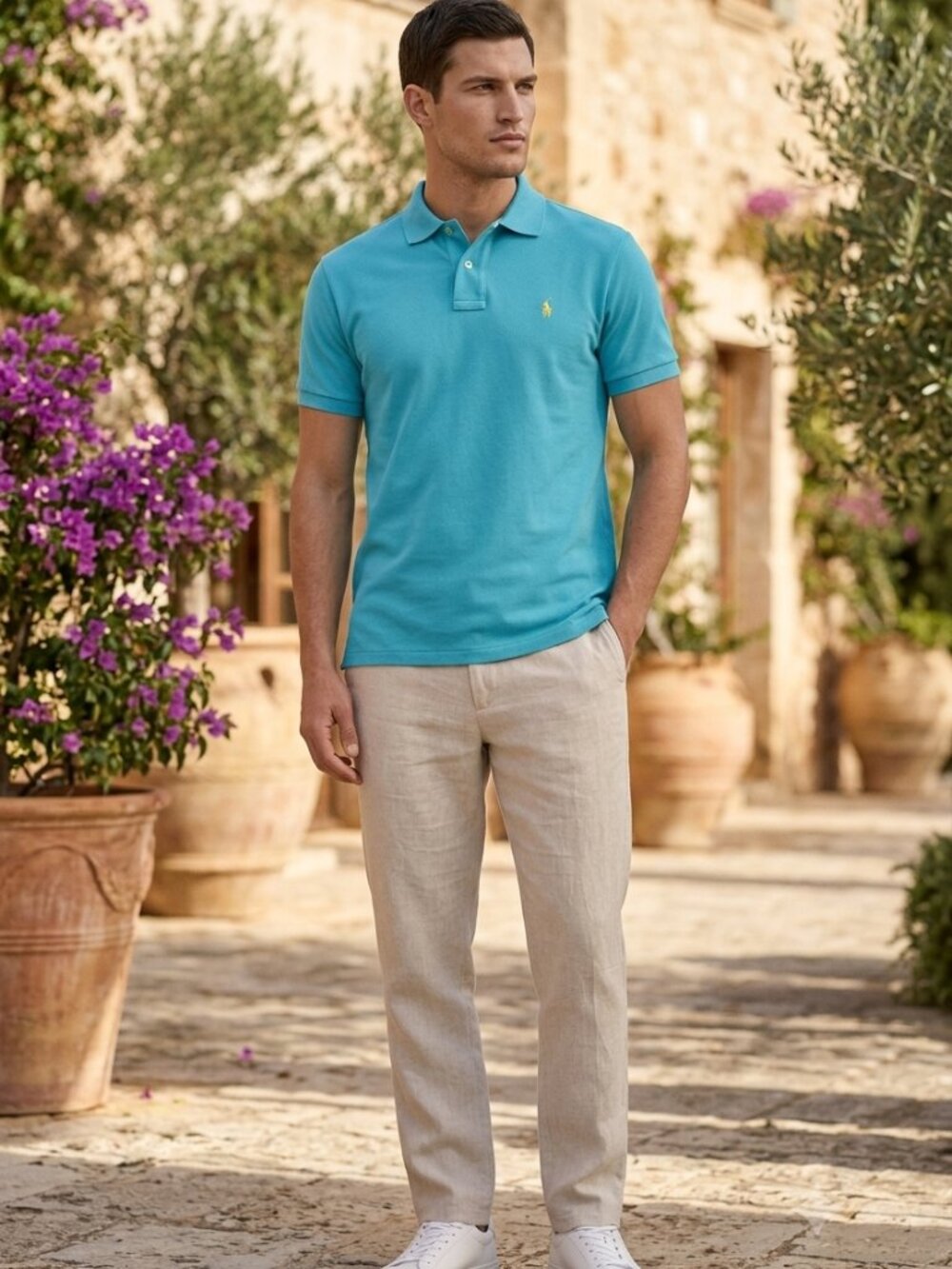 Polo Ralph Lauren Men's Classic Pique Polo Sz M Turquoise Teal EUC